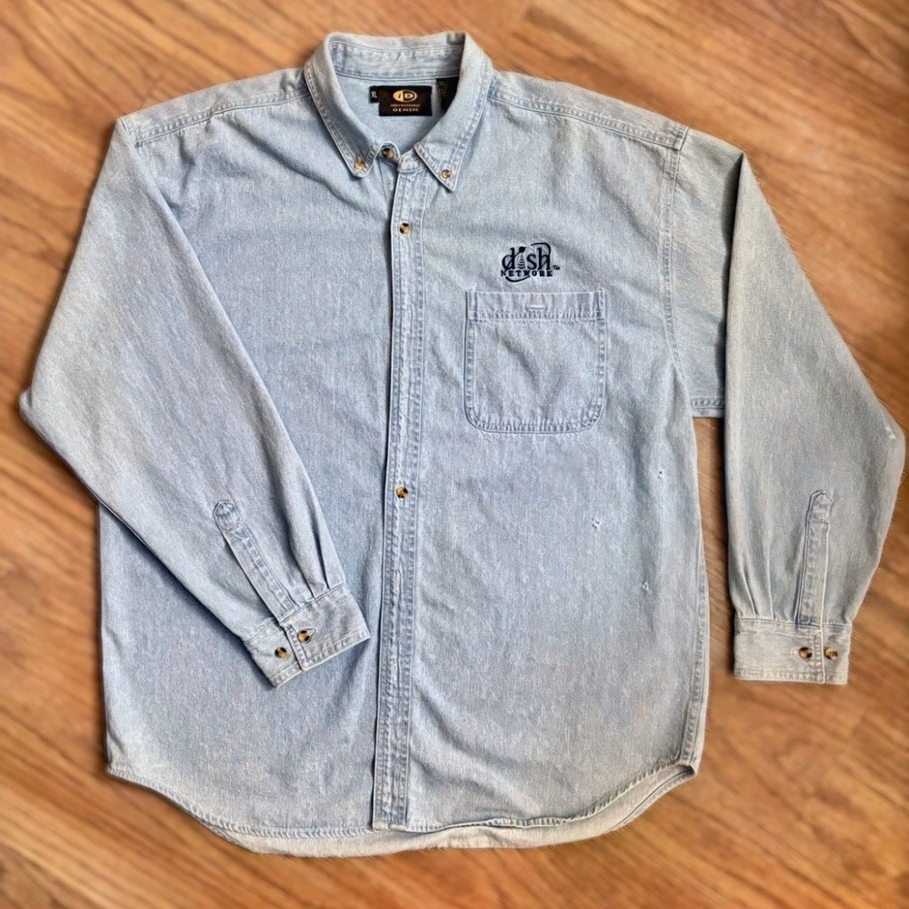 VINTAGE Dish Network Denim Shirt